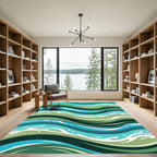 Oceanic Blue Green Wave Composition Rug