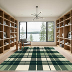 Modern Forest Green Plaid Tartan Rug