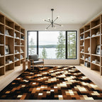 Abstract Golden Bronze Radiant Stripe Rug