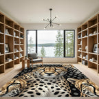 Golden Cheetah Spots Black Circles Rug