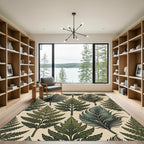 Emerald Green Tropical Leaf Arrangement Rug