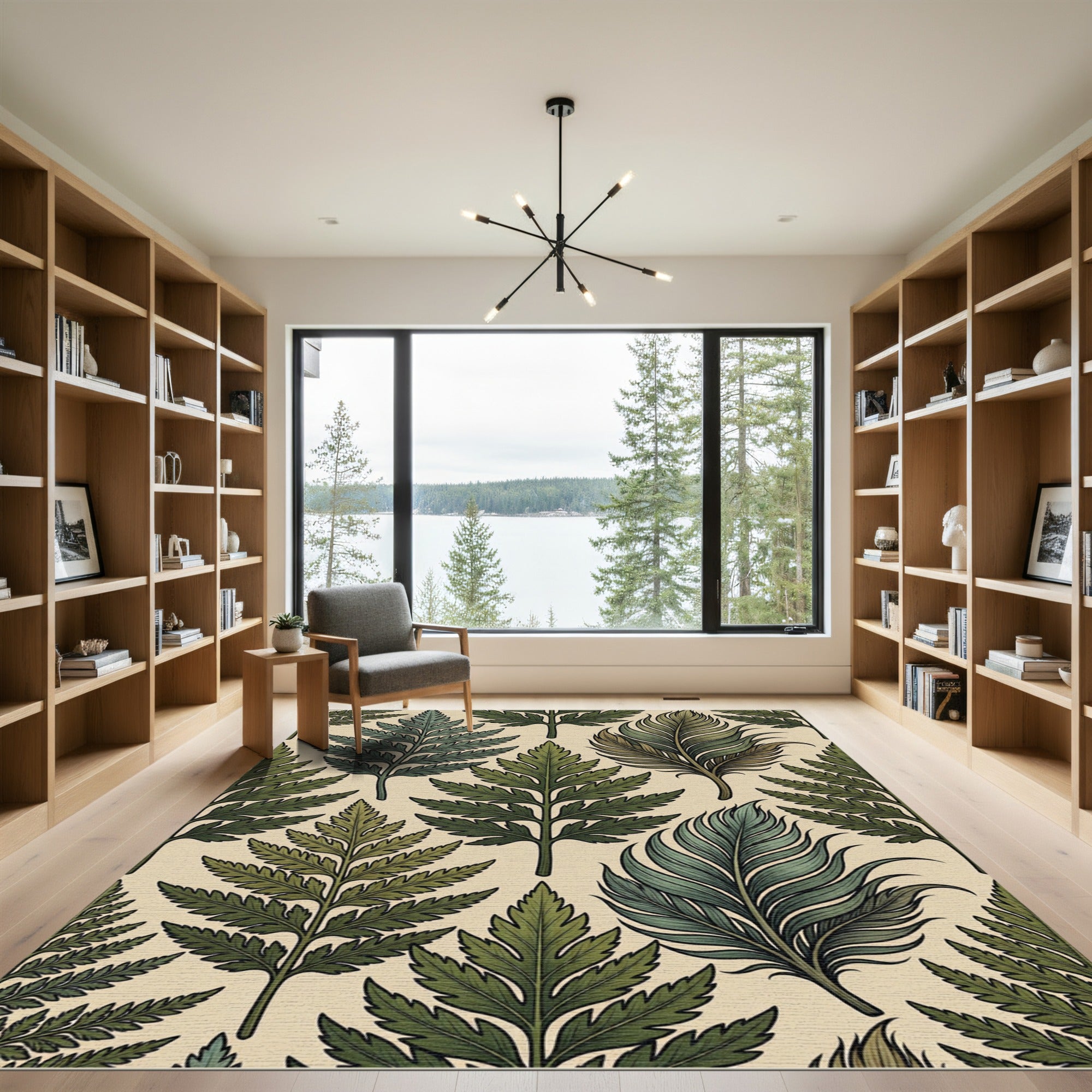Emerald Green Tropical Leaf Arrangement Rug