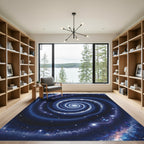 Deep Blue Cosmic Spiral Galaxy Rug