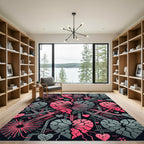 Pink Gray Broken Heart Abstract Rug