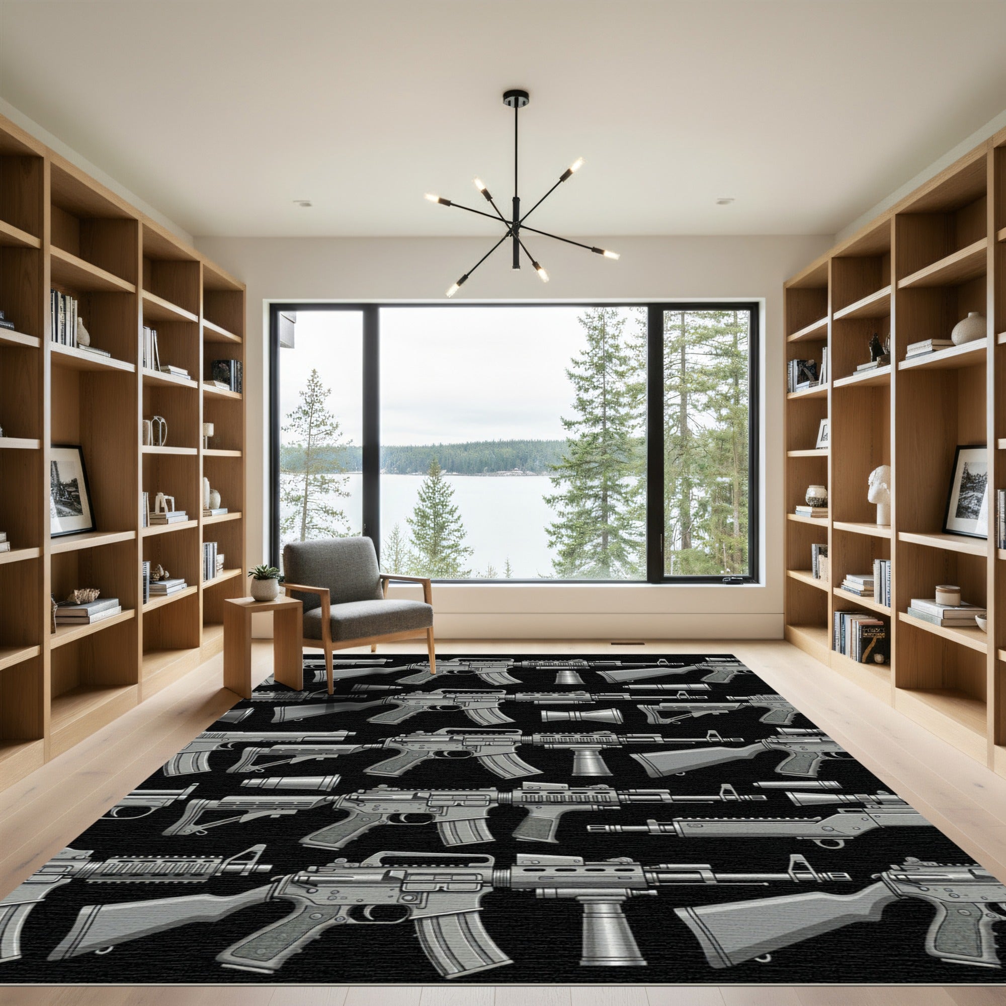 Tactical Military Gray Firearm Grid Rug