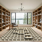 Cream Geometric Sculptural Grid Waffle Rug