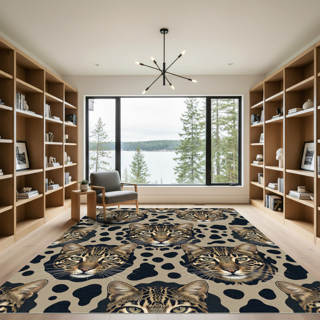 Ocelot Face Animal Spot Spotted Gold Rug