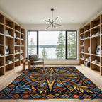 Golden Celestial Star Geometric Art Rug