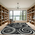 Monochromatic Swirls Abstract Illusion Rug