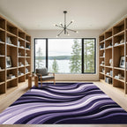Deep Purple Wavy Stripe Abstract Rug
