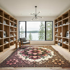 Pink Floral Arrangement Vintage Frame Rug