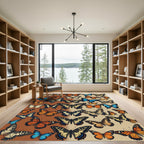 Vibrant Dual Tone Butterfly Garden Field Rug