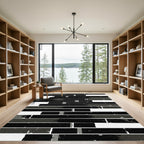Modern Monochrome Minimalist Horizontal Stripe Rug