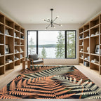 Coral Ivory Fern Frond Arrangement Rug