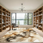 Earthy Sepia Organic Ink Wash Abstract Rug