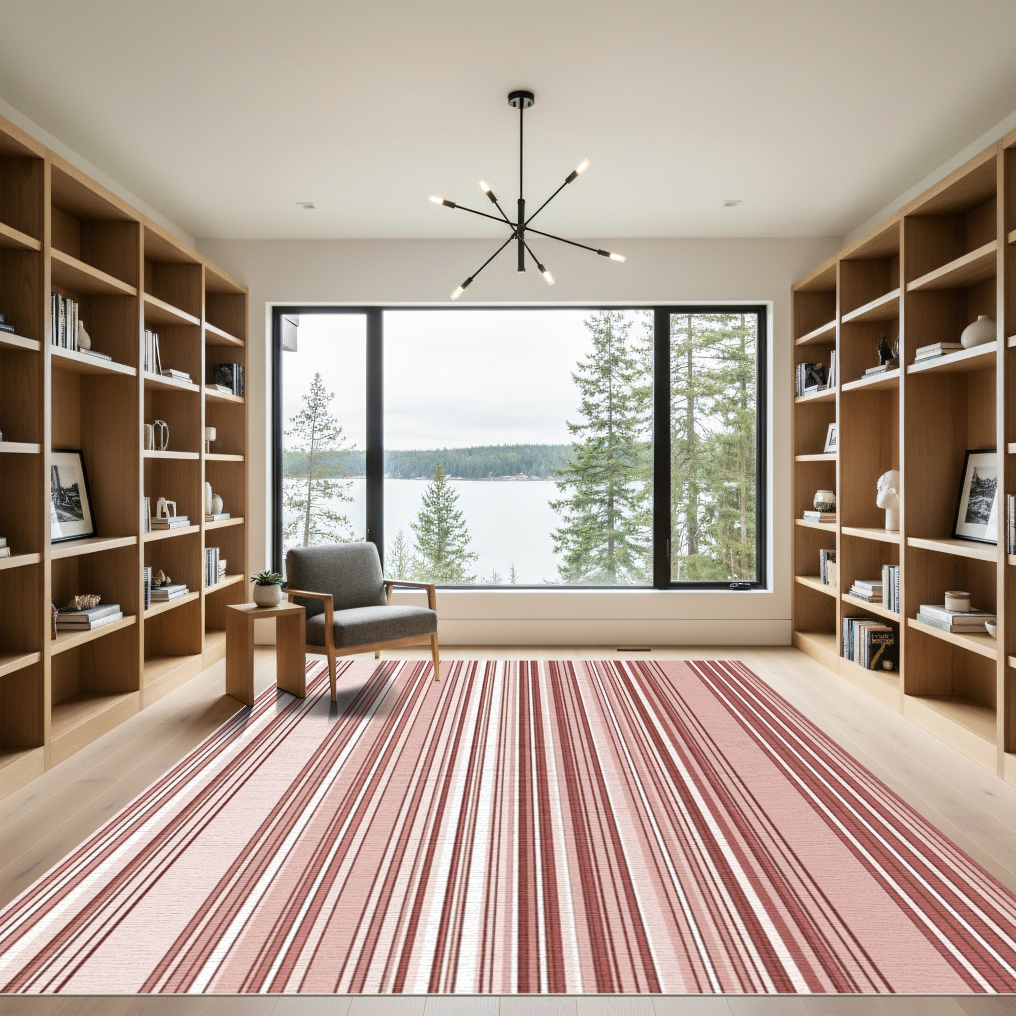 Pale Rose Vertical Stripe Rug