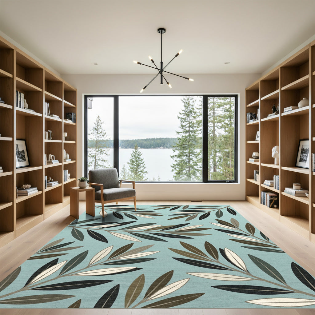 Teal Olive Branch Branches Rug