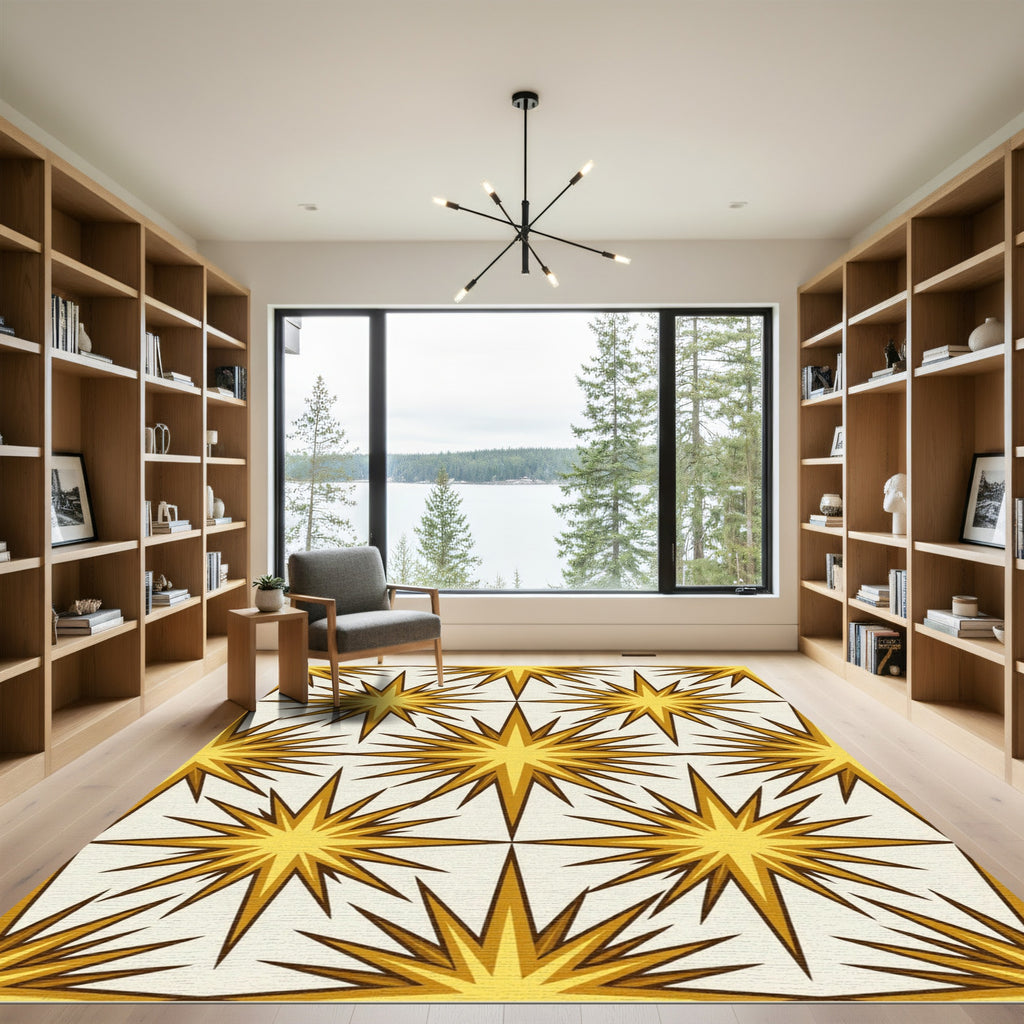 Mid Century Modern Goldenburst Geometric Rug