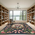 Ornate Floral Rose Ribbon Garland Rug