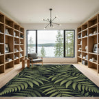 Forest Green Fern Frond Repeats Rug