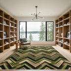 Distressed Green Chevron Layers Rug