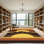 Retro Golden Sun Mountain Horizon Rug