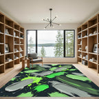 Vibrant Grunge Green Paint Stroke Rug
