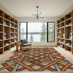 Rustic Terracotta Intersecting Wood Lattice Rug