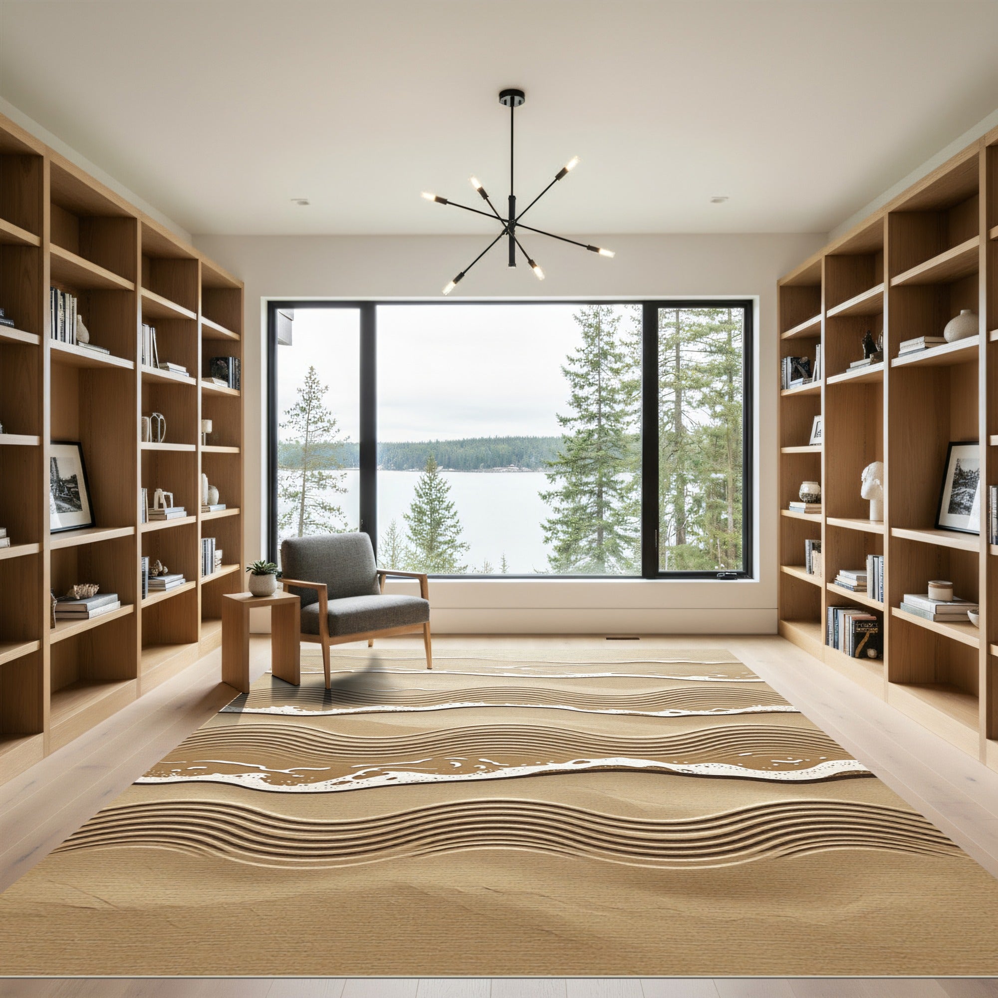 Sandy Beige Coastal Wave Rug