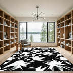 Graphic Black and White Tooth Mosaic Rug