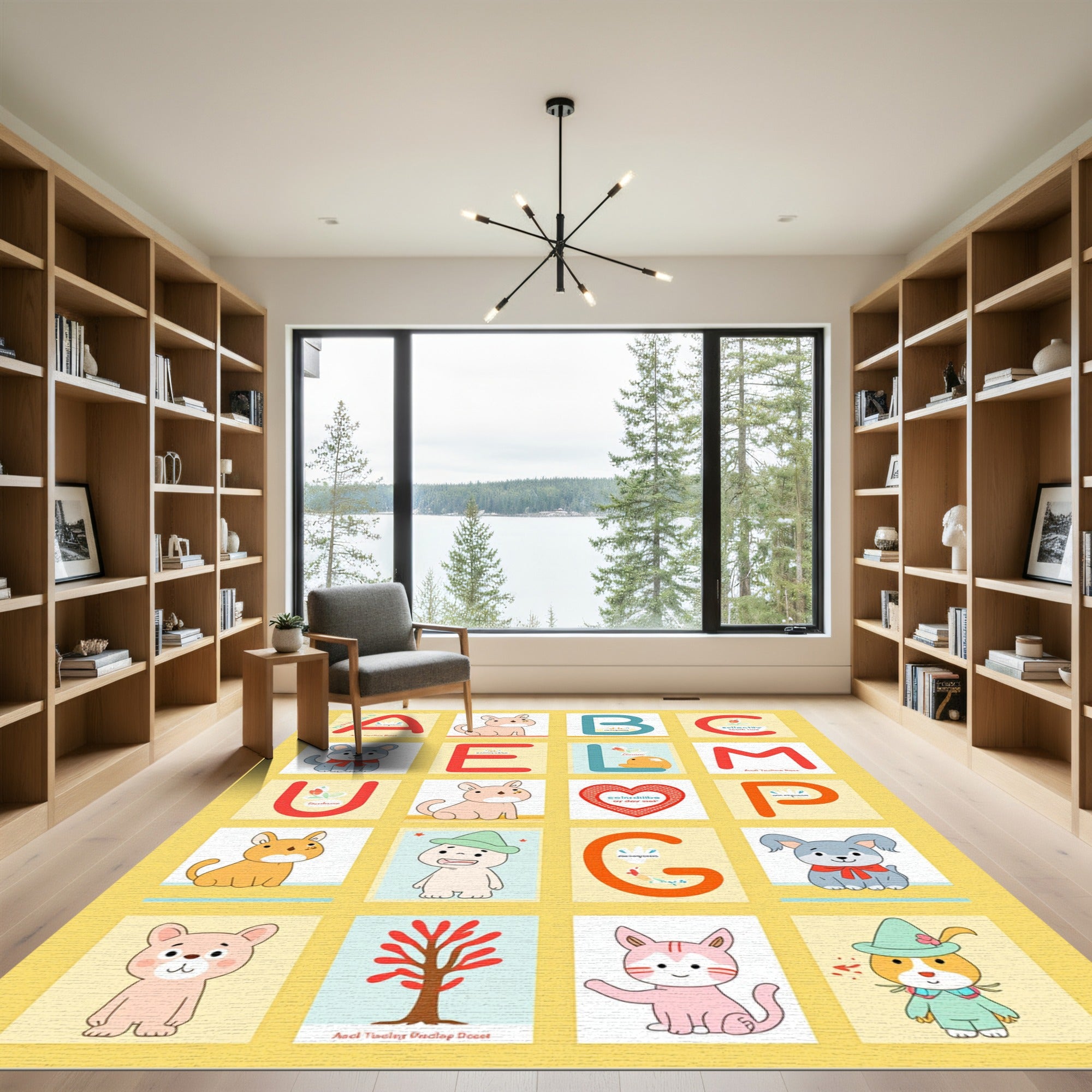 Alphabet Animal Heart Tree Characters Rug