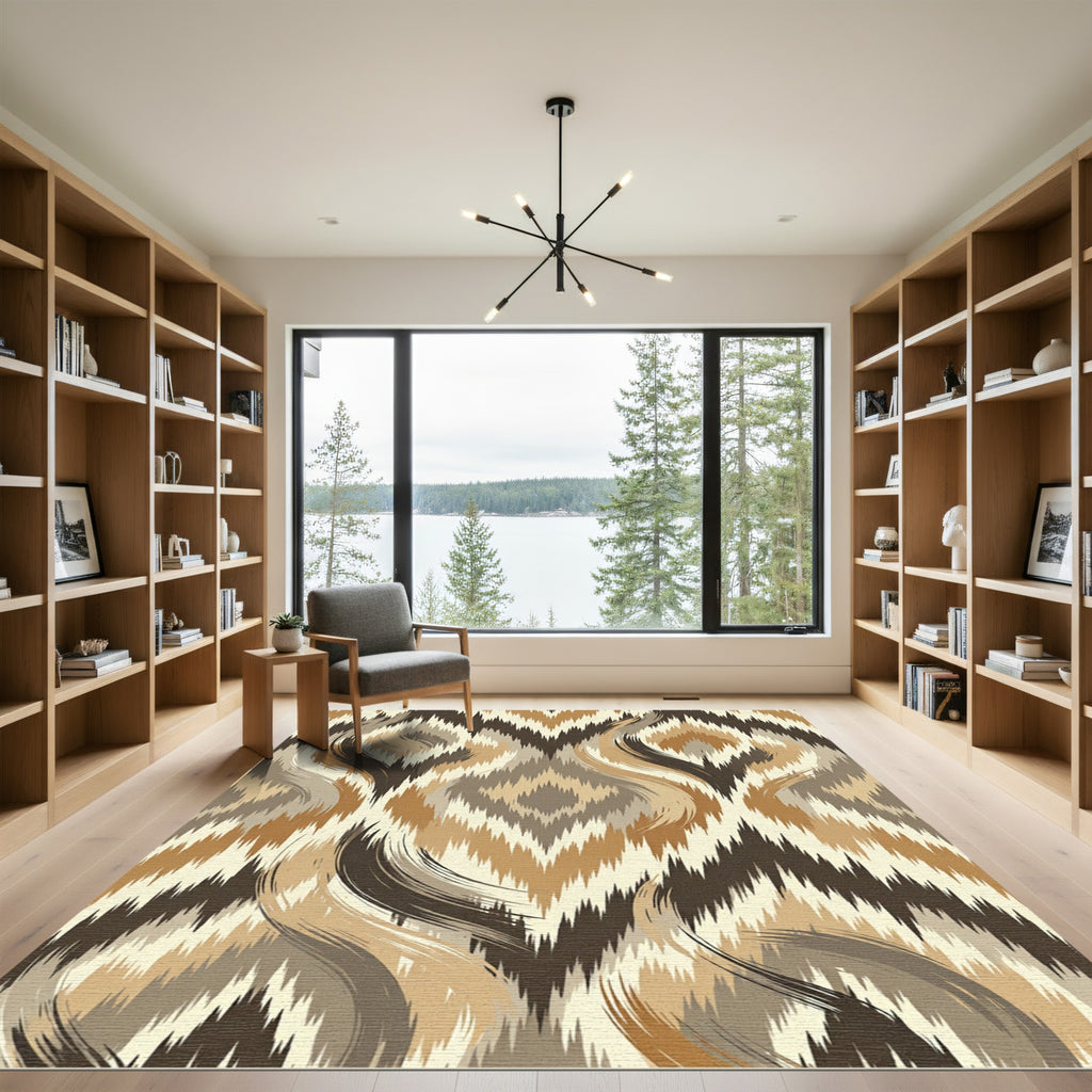 Earthy Ikat Waves Rug
