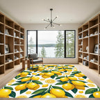 Sunny Yellow Lemon Citrus Botanical Rug