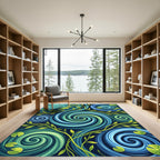 Verdant Aquatic Swirl Water Lily Rug