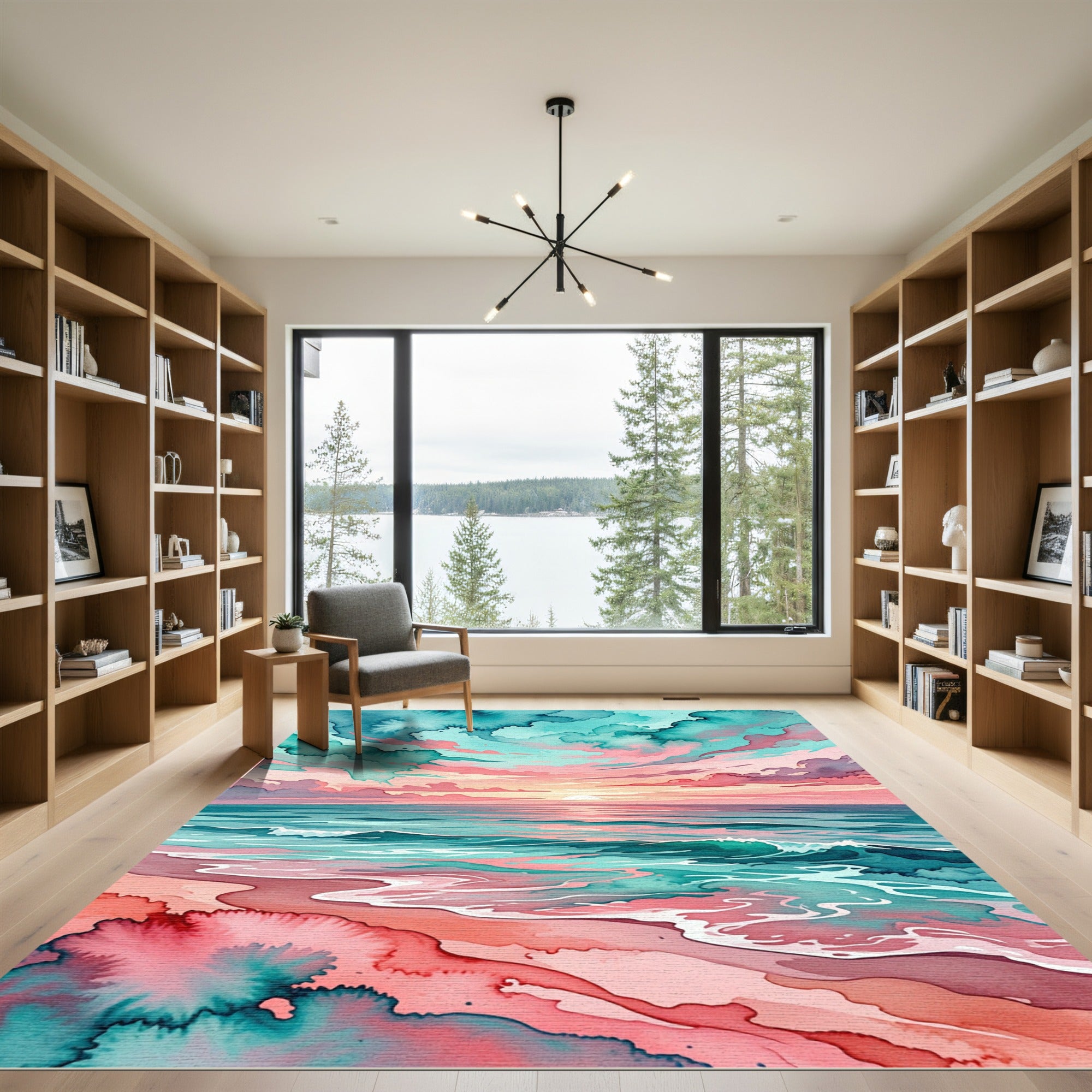 Watercolor Sunset Ocean Coastal Gradient Rug