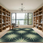 Sage Green Geometric Starburst Mosaic Rug