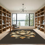 Golden Lotus Floral Mandala Artwork Rug