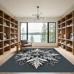 Silver Botanical Filigree Medallion Rug