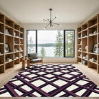 Geometric Plum Interlocking Grid Rug