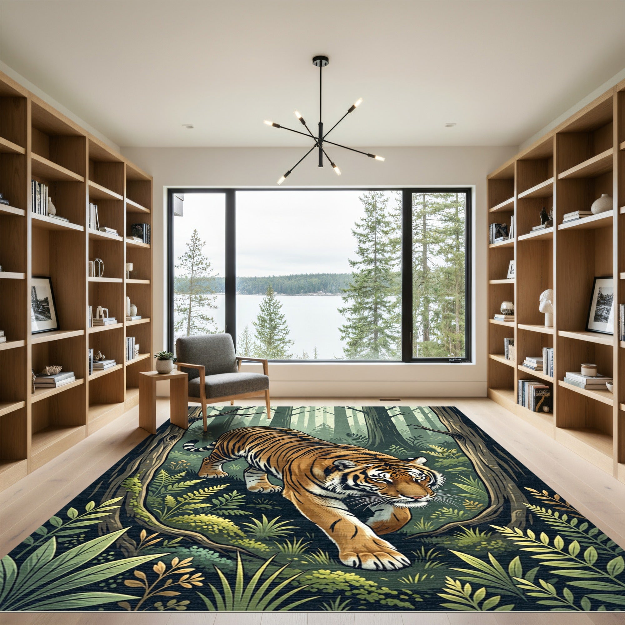 Vivid Tiger Orange Jungle Surroundings Rug