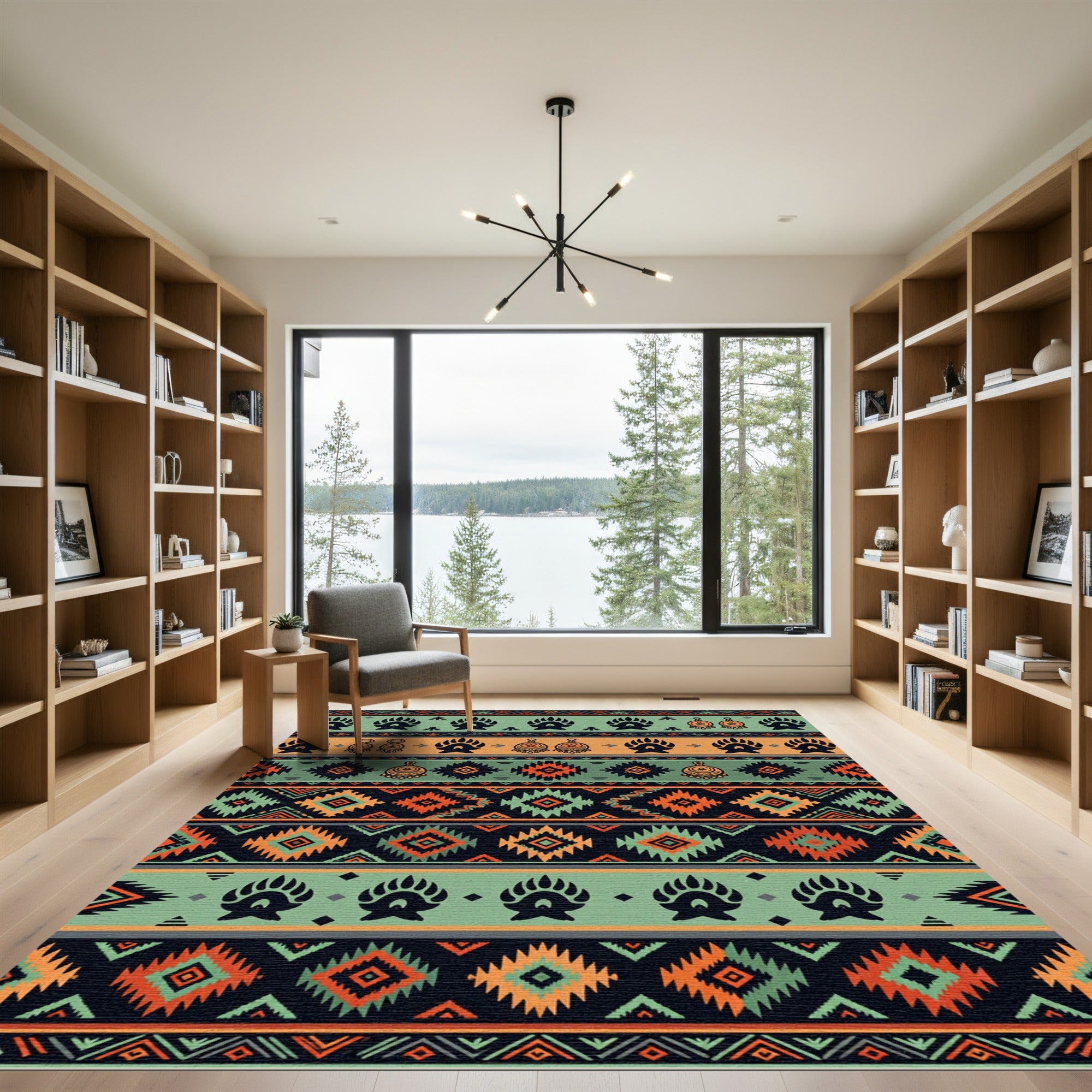 Navajo Tribal Mint Orange Diamond Rug