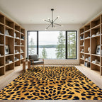 Gold Black Leopard Burst Medallion Rug