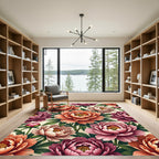 Soft Peony Floral Watercolor Bouquet Rug