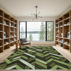 Sage Green Herringbone Woven Texture Rug