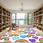Colorful Rainbow and Heart Joyful Art Rug