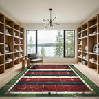 Distressed Crimson Navy American Football Field Rug