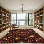 Cosmic Yellow Orange Orbit Circles Rug