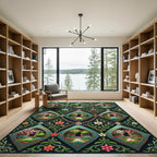 Teal Enamel Garden Diamond Lattice Rug
