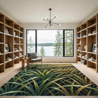 Lush Green Gold Meadow Grass Rug