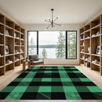 Green and Black Buffalo Check Rug